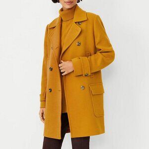 New Ann Taylor Wool Blend Peacoat Mustard Yellow XS $228